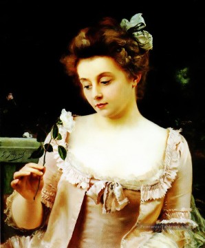 Un portrait de dame de beauté rare Gustave Jean Jacquet Peinture à l'huile